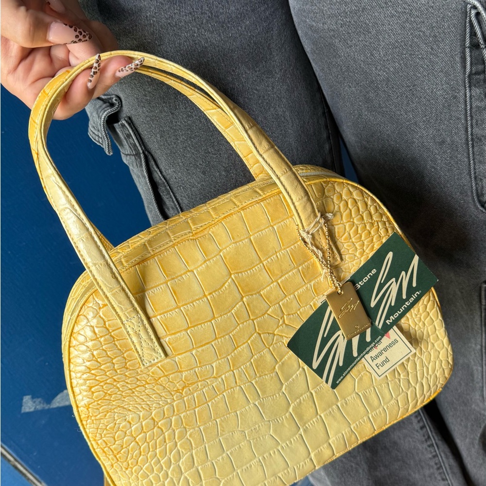Stone Mountain Genuine Leather Crocodile-Embossed Handbag – Yellow | NWT